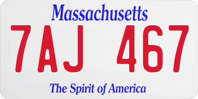 MA license plate 7AJ467