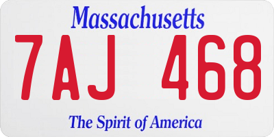 MA license plate 7AJ468