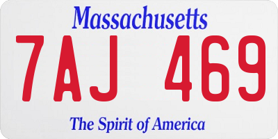 MA license plate 7AJ469