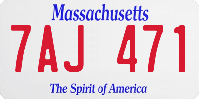 MA license plate 7AJ471