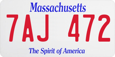 MA license plate 7AJ472