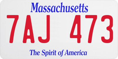 MA license plate 7AJ473