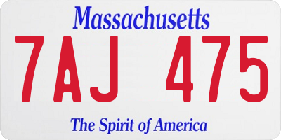 MA license plate 7AJ475