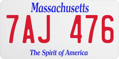 MA license plate 7AJ476