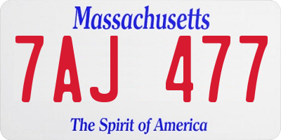 MA license plate 7AJ477