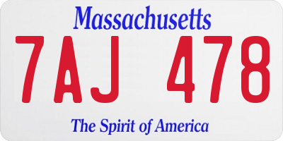 MA license plate 7AJ478