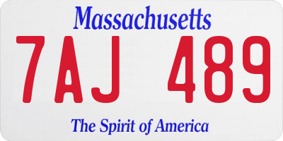 MA license plate 7AJ489