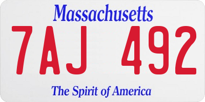 MA license plate 7AJ492