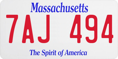 MA license plate 7AJ494