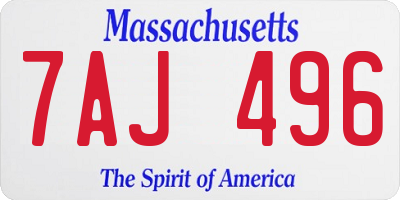 MA license plate 7AJ496
