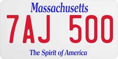 MA license plate 7AJ500