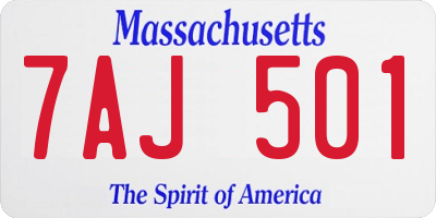 MA license plate 7AJ501