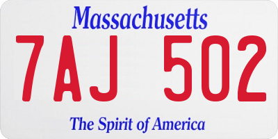 MA license plate 7AJ502