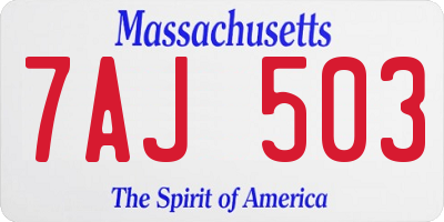 MA license plate 7AJ503