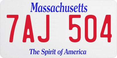 MA license plate 7AJ504