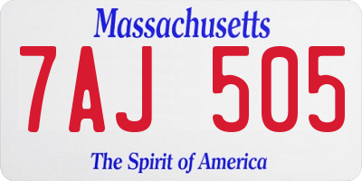 MA license plate 7AJ505
