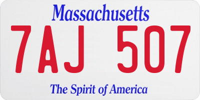 MA license plate 7AJ507