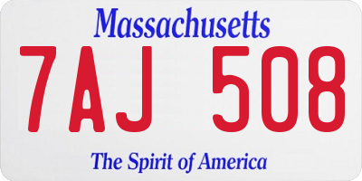 MA license plate 7AJ508