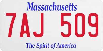 MA license plate 7AJ509