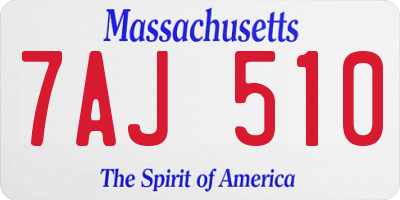 MA license plate 7AJ510