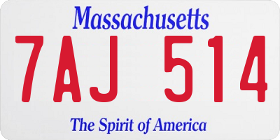 MA license plate 7AJ514