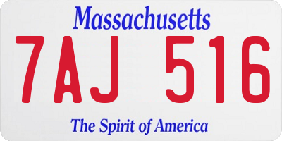 MA license plate 7AJ516