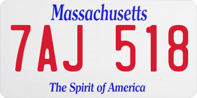 MA license plate 7AJ518