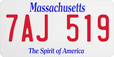 MA license plate 7AJ519