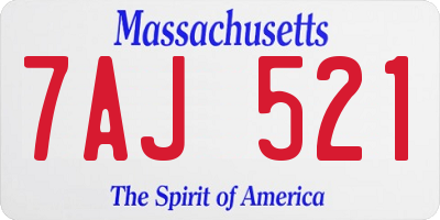 MA license plate 7AJ521