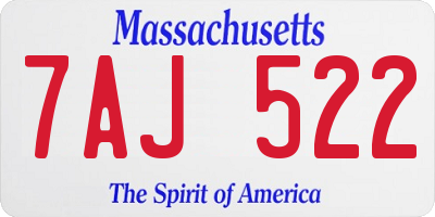 MA license plate 7AJ522