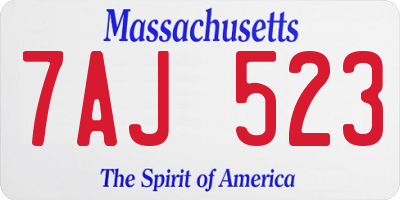 MA license plate 7AJ523