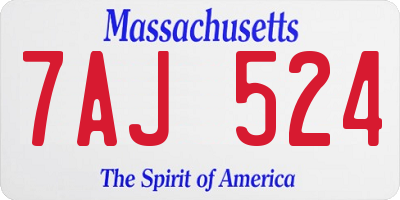 MA license plate 7AJ524