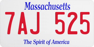 MA license plate 7AJ525
