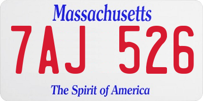 MA license plate 7AJ526