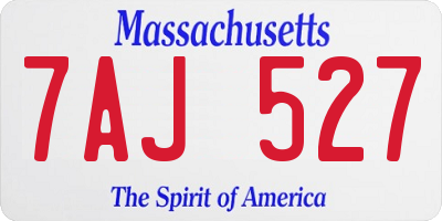 MA license plate 7AJ527