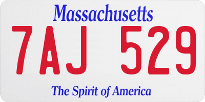 MA license plate 7AJ529