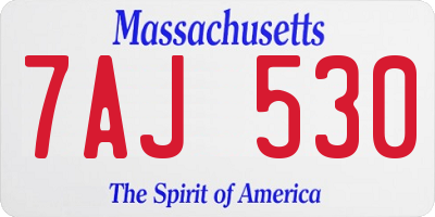 MA license plate 7AJ530