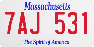 MA license plate 7AJ531