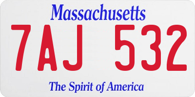 MA license plate 7AJ532