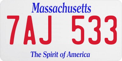 MA license plate 7AJ533