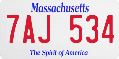 MA license plate 7AJ534