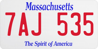 MA license plate 7AJ535