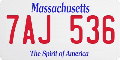MA license plate 7AJ536
