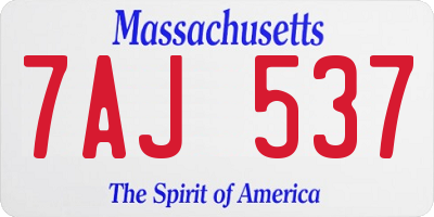 MA license plate 7AJ537