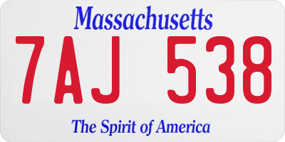 MA license plate 7AJ538