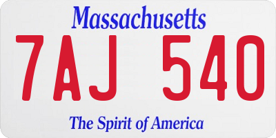 MA license plate 7AJ540