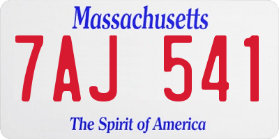 MA license plate 7AJ541