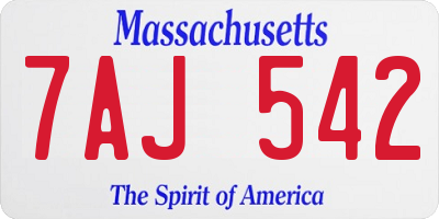 MA license plate 7AJ542