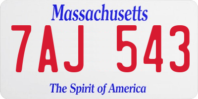 MA license plate 7AJ543