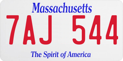 MA license plate 7AJ544